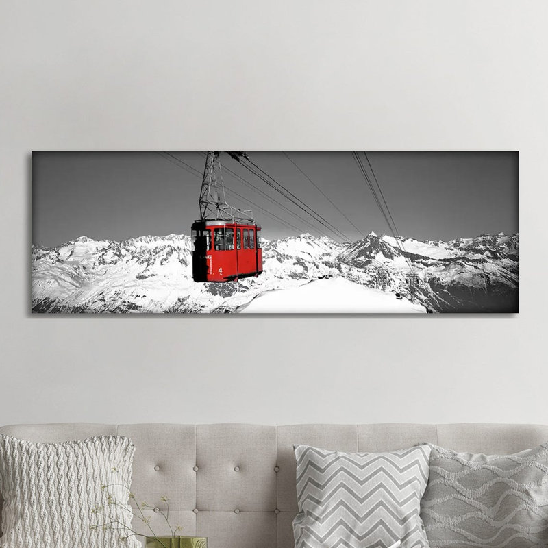 Cable Car Andermatt Switzerland Colour Pop - Panoramic Print on Canvas, Wrapped Canvas, 121.92 cm H x 40.64 cm W x 3.175 cm D