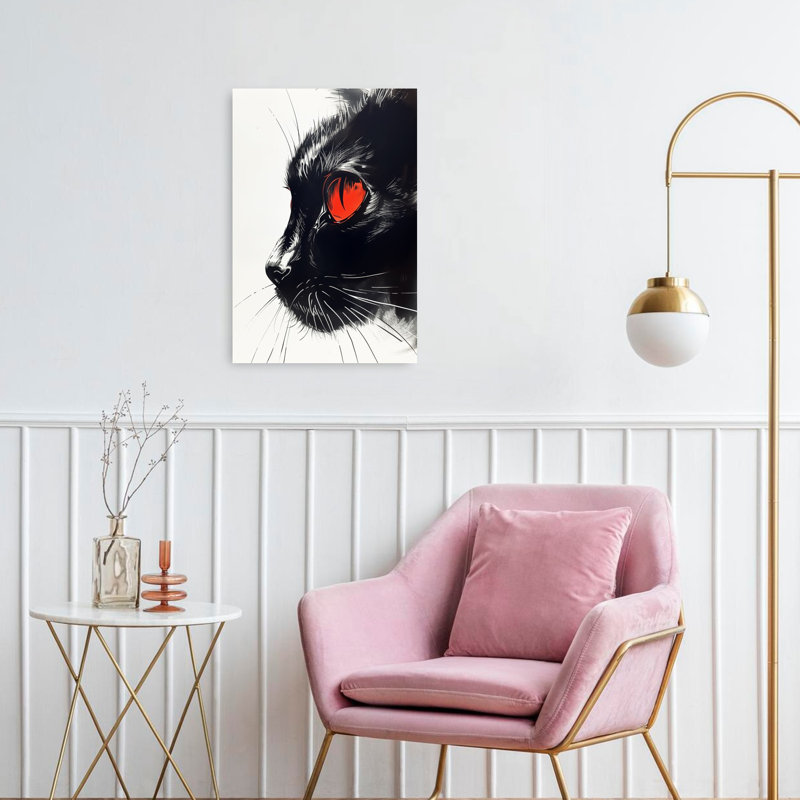 Art mural chat noir intense, H 24 po x l 16 po