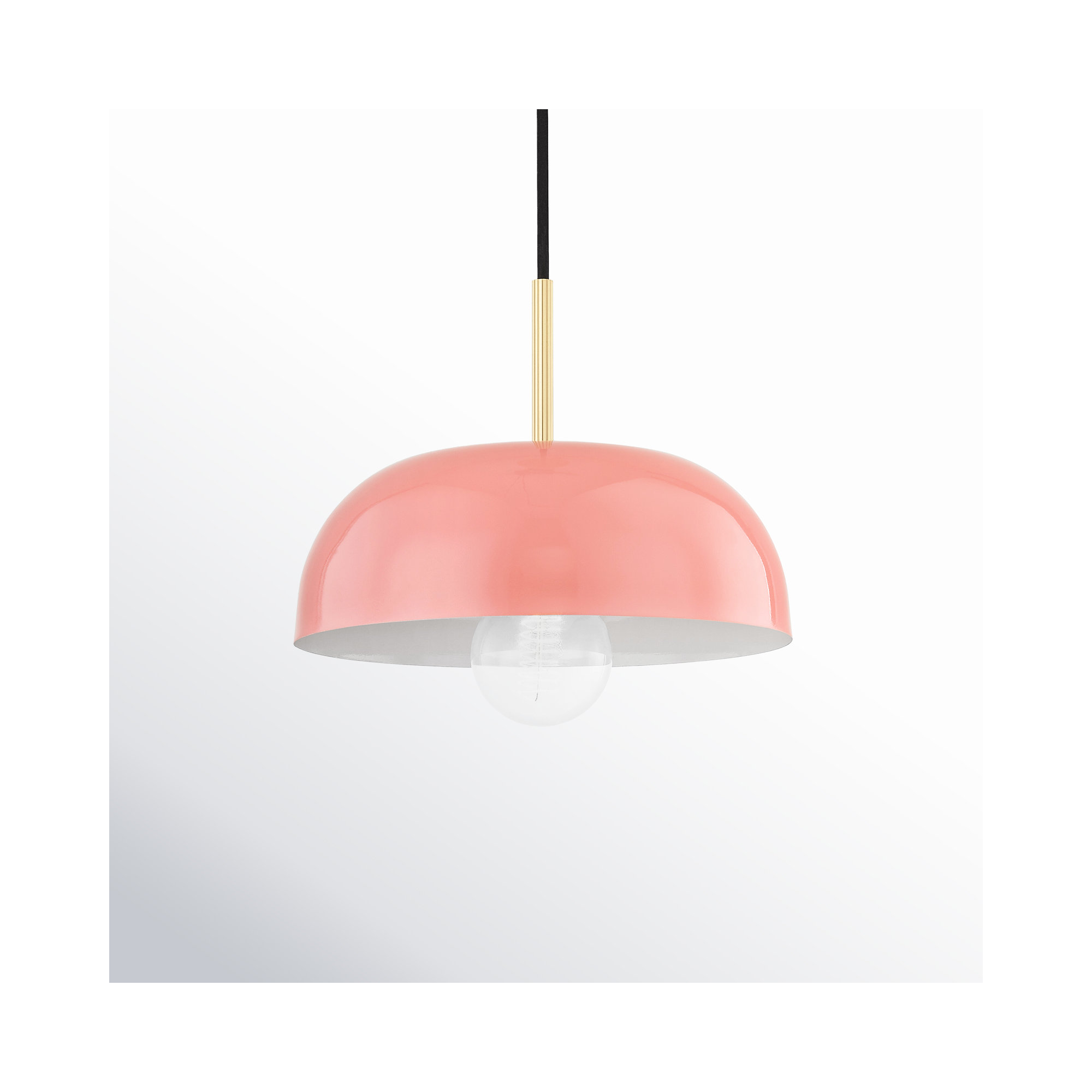 Avery 1 Light Pendant, Pink, 4.25" H x 11" W x 11" D, Aged Brass