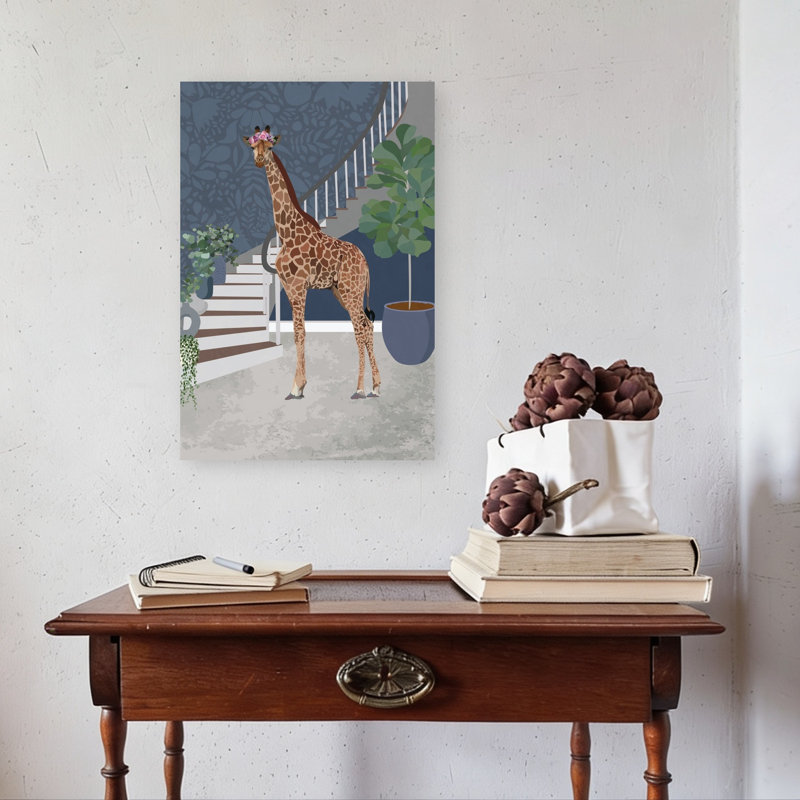 Flowered Giraffe Interior Contemporary Architecture Wall Art Print, 60.96cm H x 40.64cm W