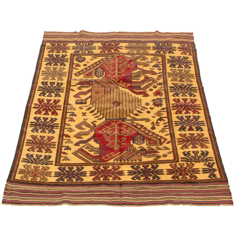 Tapis décoratif en laine noué à la main de conception unique 4 pi 2 po x 6 pi 5 po Caylah New Age