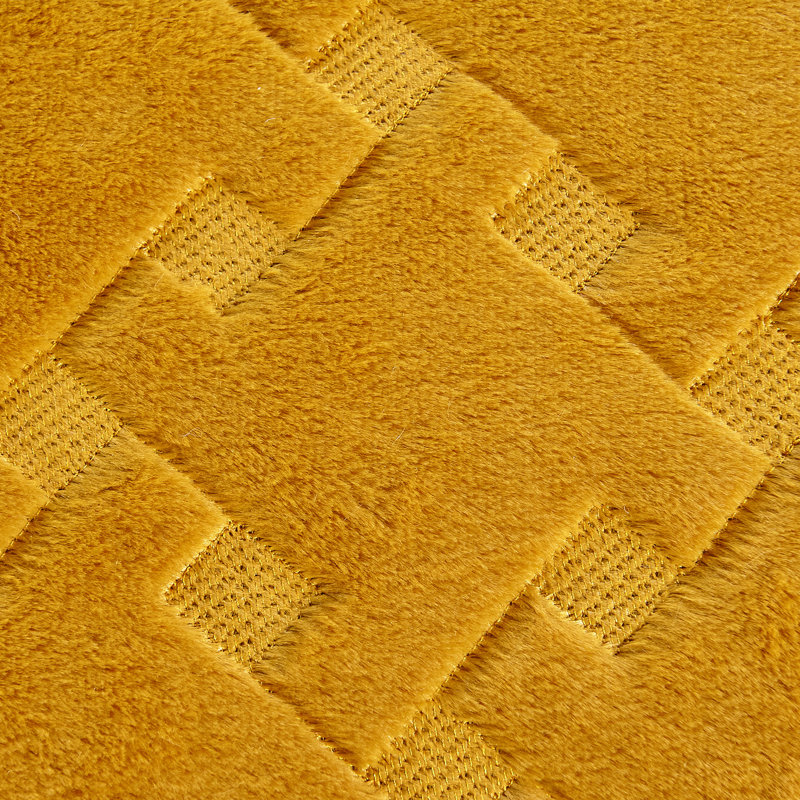 4 Piece Tatami Quilted Faux Fur Set, Queen Coverlet + 3 Additional Pieces, Apricot