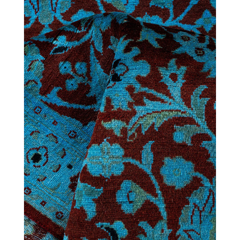 Tapis bleu noué à la main de conception unique Holsworth - bleu