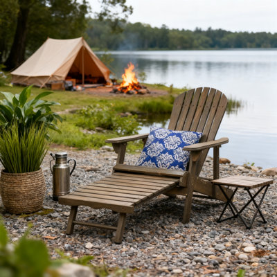 Chaise Adirondack pliable Malibu - Chaise d'extérieur en bois d'acacia rustique avec design à lattes