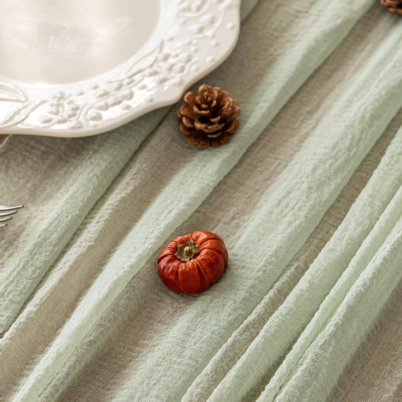 Table Runner - Green - 120-Inch Rustic Boho Cheesecloth Runner, Sheer Gauze For Weddings, Showers, Or Home Décor