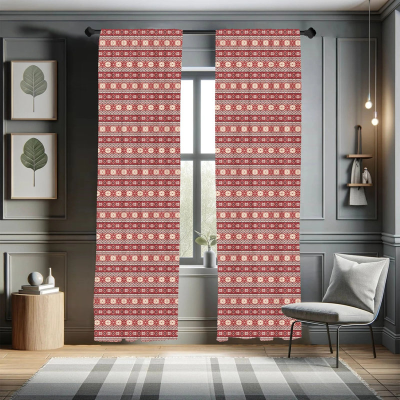 Geometric Semi-Sheer Rod Pocket Curtain Panels, 28" x 84"