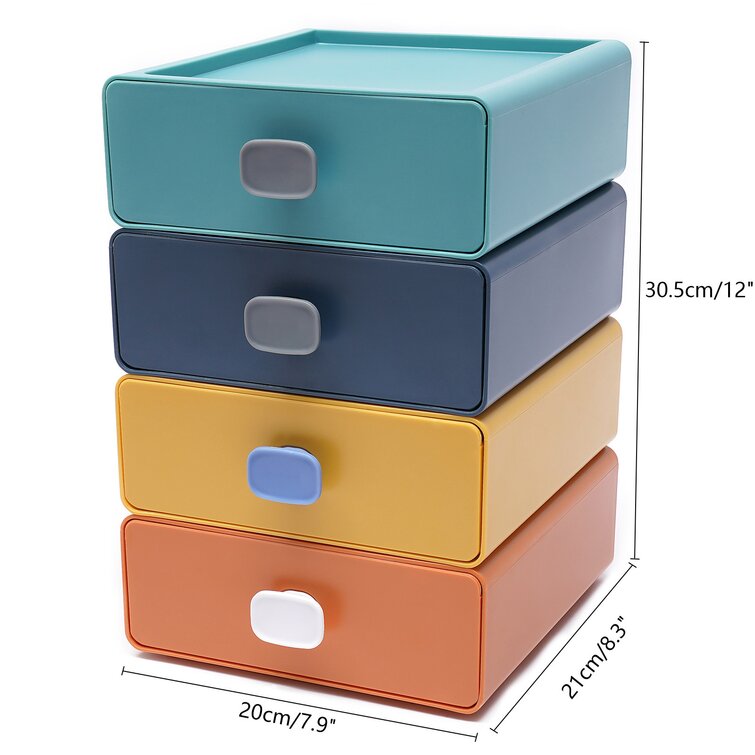 Jayd Plastic Stackable Desk Organizer with Drawers