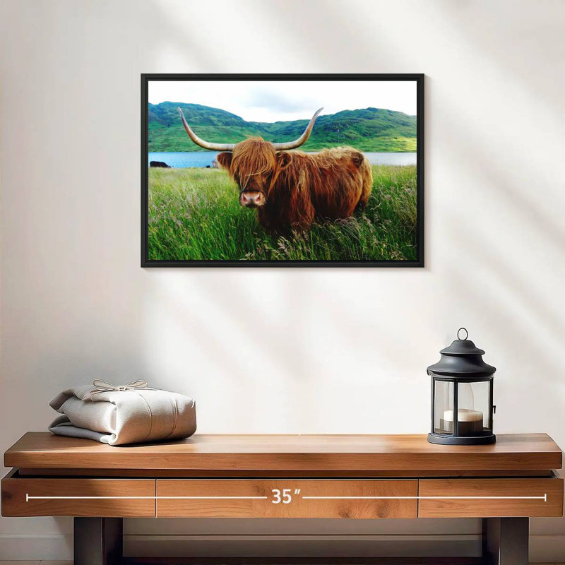 Brampt Fluffy Highland Cow, H 13 po x l 19 po