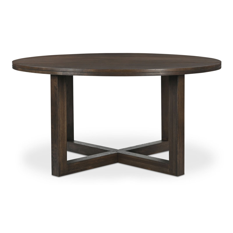 Table de salle à manger pour 6 personnes, plateau rond en bois de chêne, plateau double couche avec base en fer à rainures en V