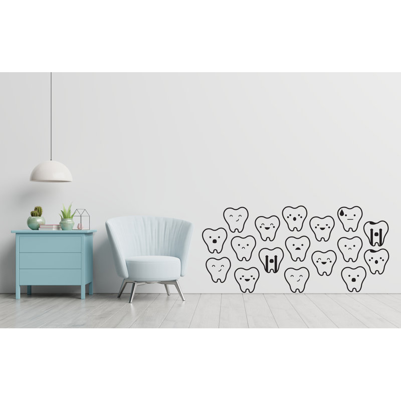 Soins dentaires, autocollant mural, dents, autocollant mural, dents, autocollant mural, H 12 po x l 24 po, Argent métallique