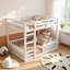 Lit superposé double au-dessus de double en bois massif avec échelle et garde-corps, cadre moderne en bois pour chambre ou chambre d'amis-858644276