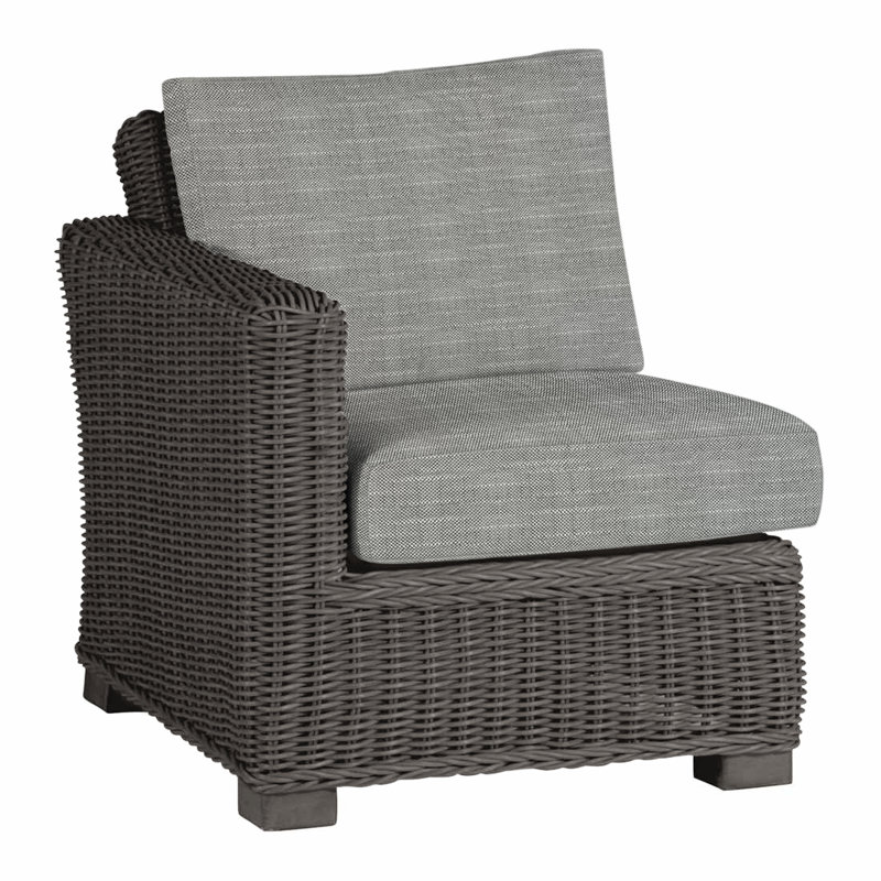 Canapé modulaire rustique tissé à gauche - gris ardoise, Gris ardoise, InsideOut® Rollo ‑ lin argent, Welt