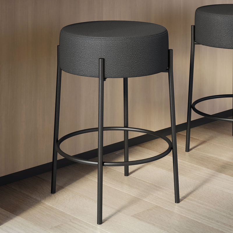 Tabouret de bar et de comptoir sans dossier Aryam, Tabouret de comptoir (siège d'une hauteur de 26,7, Noir, Boucle - noir