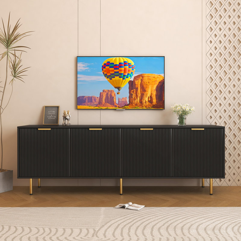 Meuble télé moderne pour meuble télé de 80 pouces, pour chambre à coucher de salon, Black