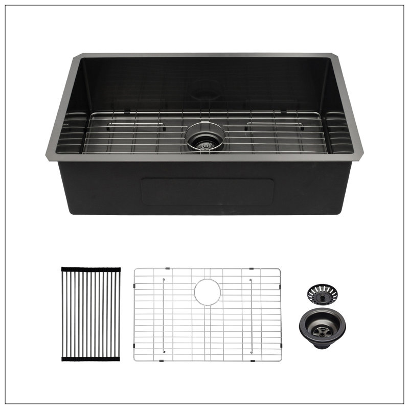 Évier de cuisine encastré à simple cuve en acier inoxydable 33 x 19 x 10 po
