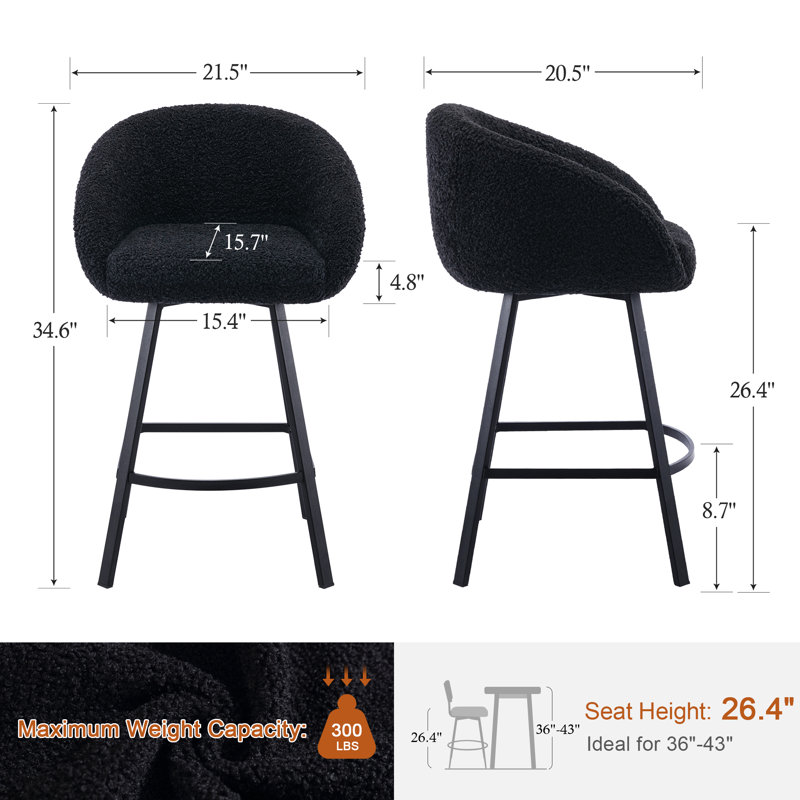 Absalom Swivel 26.4" Sherpa Counter Stool