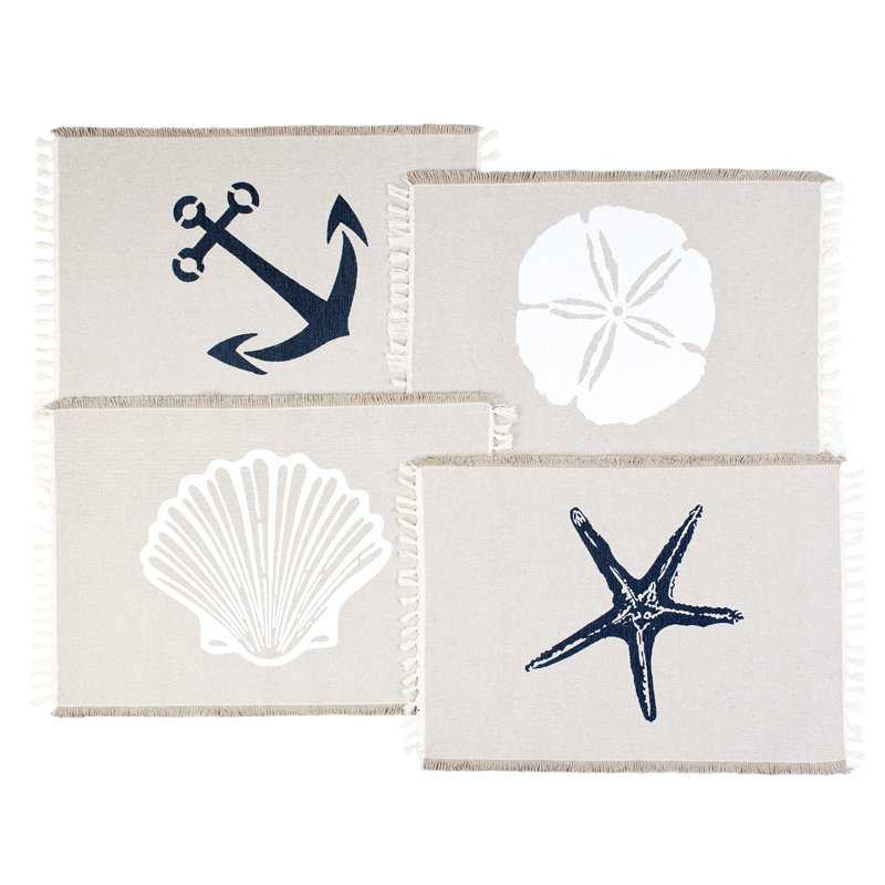 Ensemble 4 pièces de 4 pièces de bain nautique à thème de plage Ruthie