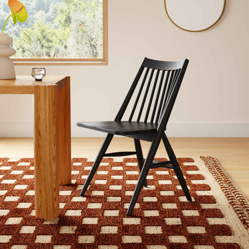 Kloss Solid Wood Slat Back Side Chair, Black