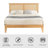 Natural Rattan Queen Bed Frame with LED Headboard and Wood Legs, No Box Spring Needed-1515275128
