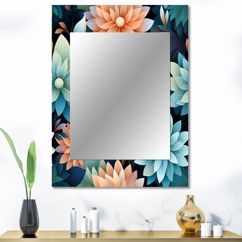 Chengyu Mindful Aw Awed Mediation - Miroir floral unique, 40 po x 30 po