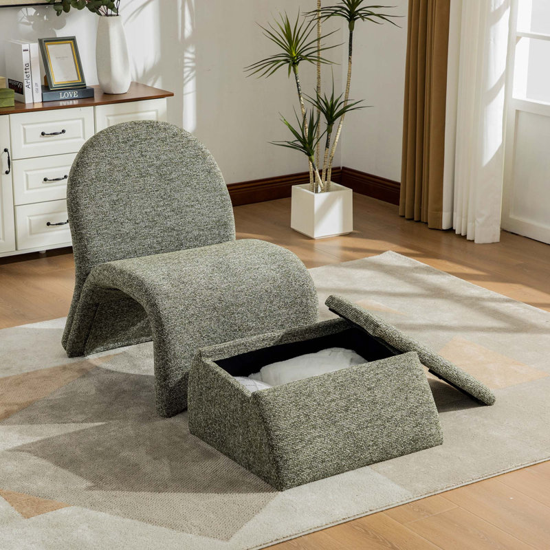 Fauteuil d'appoint avec repose-pieds Modern Chenille, Green