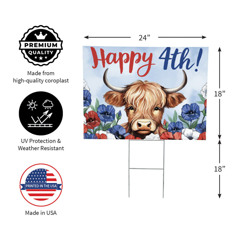 Panneau American Classic Highland Cow, 24 po x 18 po