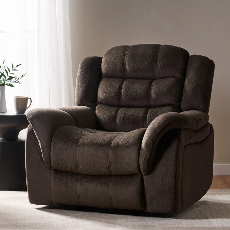 Fauteuil inclinable doux, conception classique, tissu moelleux brun, fauteuil inclinable oscillant