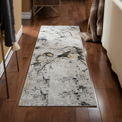 Tapis en marbre opalin audacieux à texture nervurée métallique Town & Country Country