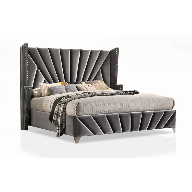  Lit tapissier unique, gris, Grand