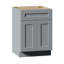 Armoire de base 24 po Shaker gris, unité de rangement en bois massif avec porte et tiroir à fermeture en douceur, tablette réglable pour le garage de salle de bain, l 24 po x P 24 po x H 34,5 po