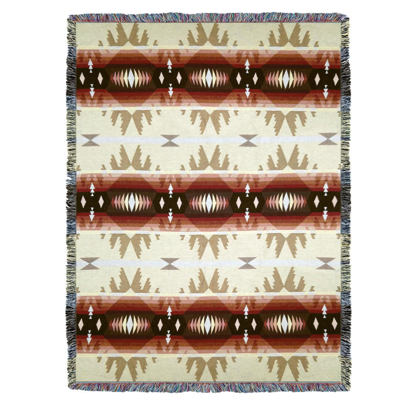 Couverture jaune Cimarron de Pure Country Weavers - Inspiration amérindienne du Sud-Ouest - Jeté en tapisserie tissée en coton - Fabriqué aux États-Unis (72 x 54)