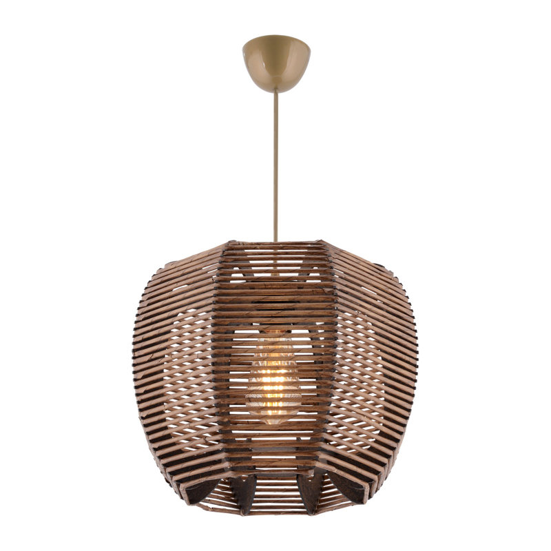 Elegant Wooden Chandelier with Adjustable Cable, Brown Finish | 27.6 x 27.6 x 11.8 inches | CE Certified, E27 Socket (Max 40W) | Stylish Replica Bamboo Cap, Perfect for Living Room & Dining Space Lighting