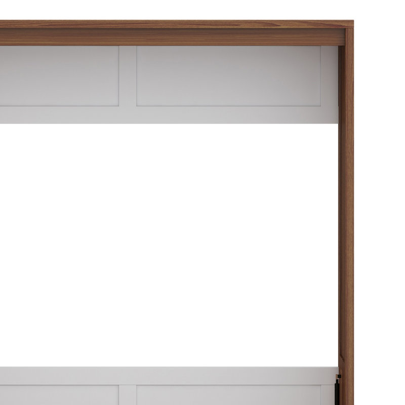 Lit escamotable avec bureau escamotable Murphy, Noyer / Blanc