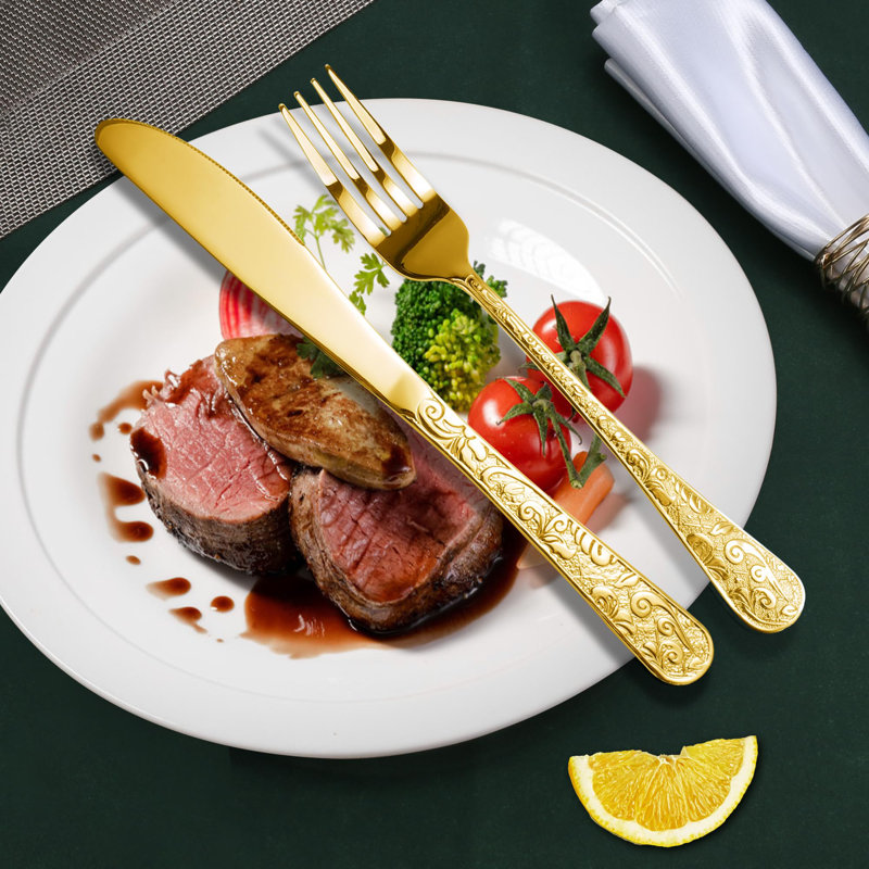 40-Piece Retro Stainless Steel Flatware Set ? Elegant Dining For Indoor Use