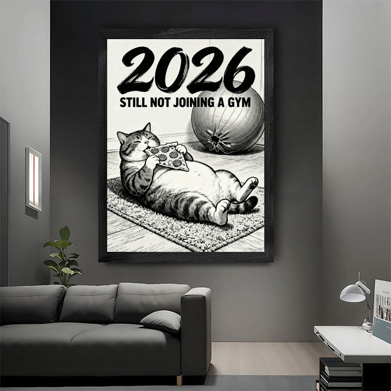 Reproduction d'art encadré noir et noir 2026, H 25 po x l 17 po