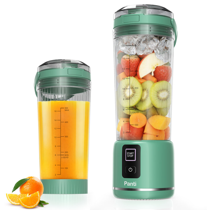 Mélangeur portatif Panti, 18 oz Mélangeur Smoothie avec couvercle anti-fuite et bec verseur, mélangeur rechargeable USB-C sur le pouce, pièces lavables au lave-vaisselle, vert