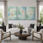 «Aqua Seashell Starfish Coastal», impression sur toile, impression sur toile encadrée, 3 pièces-131583164-131583165