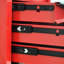 Chariot à outils à roulettes en métal rouge et noir à 7 tiroirs avec roues et toit en acier inoxydable pour atelier d'entreposage, 4 2 freins, glissière de tiroir d'une capacité de 15 kg, atelier multifonctionnel à clé verrouillable