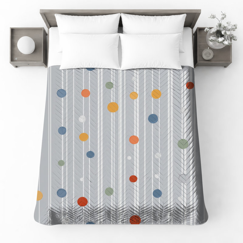 Couvre-lit matelassé à pois avec rayures, Double