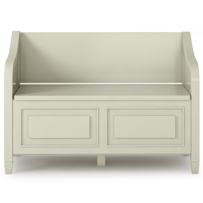 Antique White Solid Wood Entryway Storage Bench with Flip-Top Lid