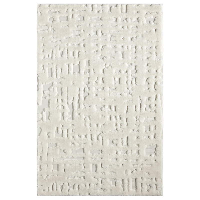 Oheneba Collection Modern Abstract Cream Area Rug, Rectangle 5' x 8'