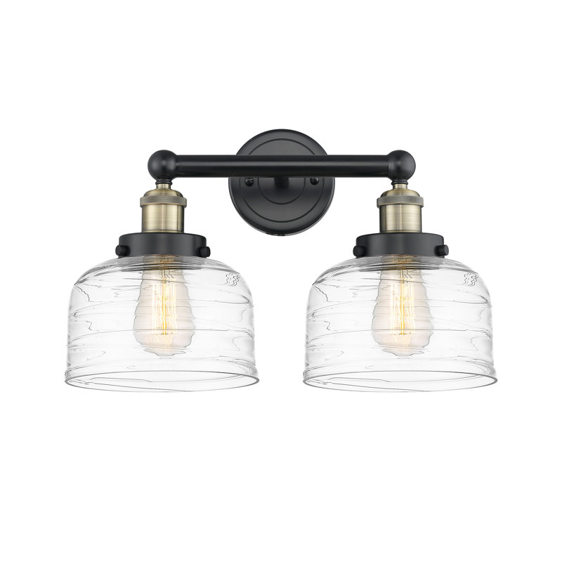 Arlester 2 - Light Dimmable Vanity Light, Clear Deco Swirl, Black Antique Brass
