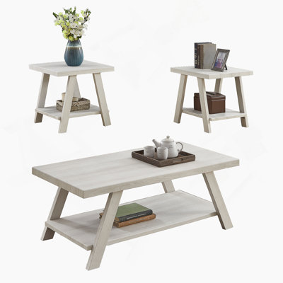 Rectangular Coffee Table With Manufactured Wood Table Topand Shelf by George Oliver