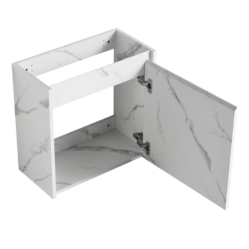 Meuble-lavabo de salle de bain avec lavabo en résine et porte à fermeture en douceur - Améliorez votre expérience de bain avec lavabo de rangement flottant de 20 po