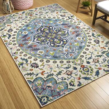 Tenali Rug, olive green & off-white