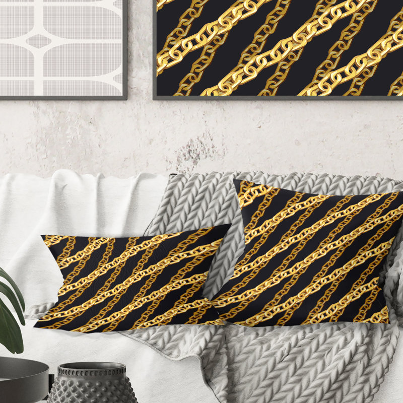 Chaîne Golden ZigZag - coussin décoratif moderne imprimé Mid-Century