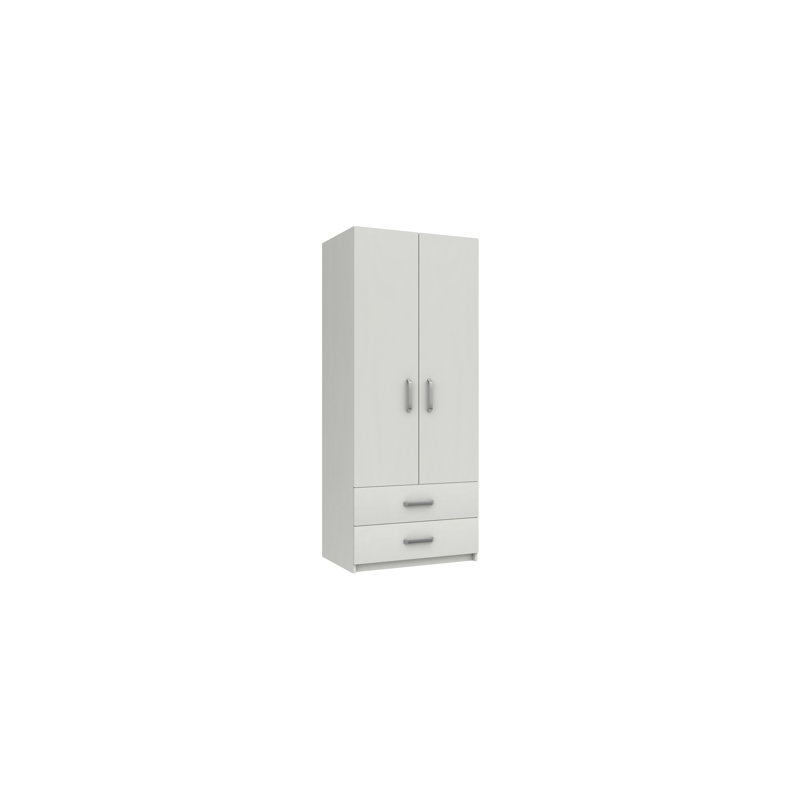 Narvaez 2 Door Manufactured Wood Wardrobe, White Gloss