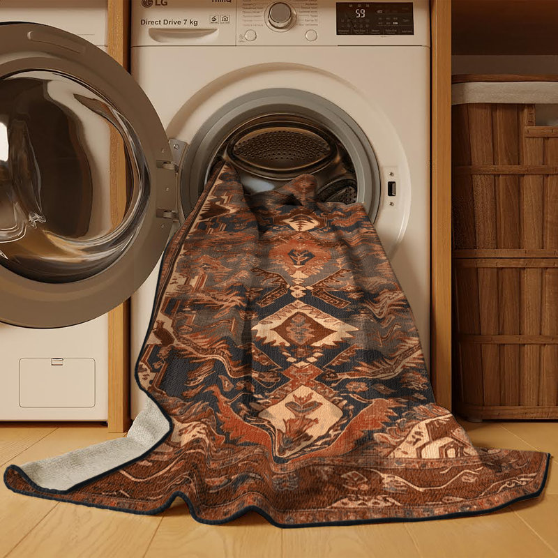Tapis brun lavable à la machine, Rectangle 6 pi x 9 pi
