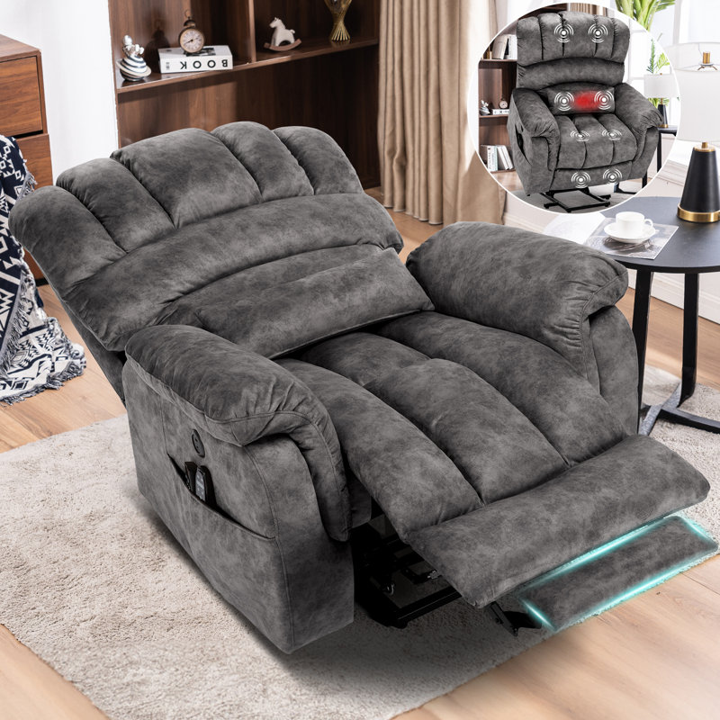Meetwarm Oversized Dual Motor Power Lift Chair With Extended Footrest For Big Tall Elderly, Infinite Position Lay Flat Sleeper Electric Recliner, Heat Massage, Lumbar Pillow, Usb & Type-C Ports