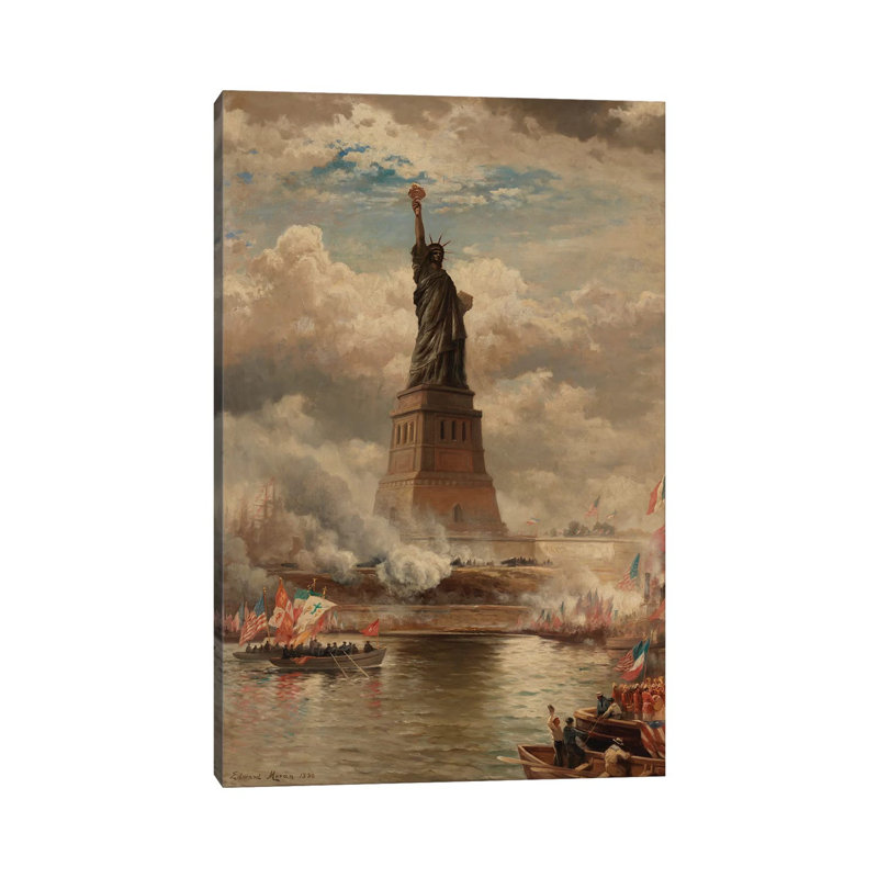 The Unveiling Of The Statue Of Liberty, Enlightening The World, 1886 by Edward Moran - Wrapped Canvas Painting